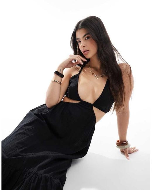 esmé studios Black Esmee Exclusive Halter Cut Out Maxi Beach Dress