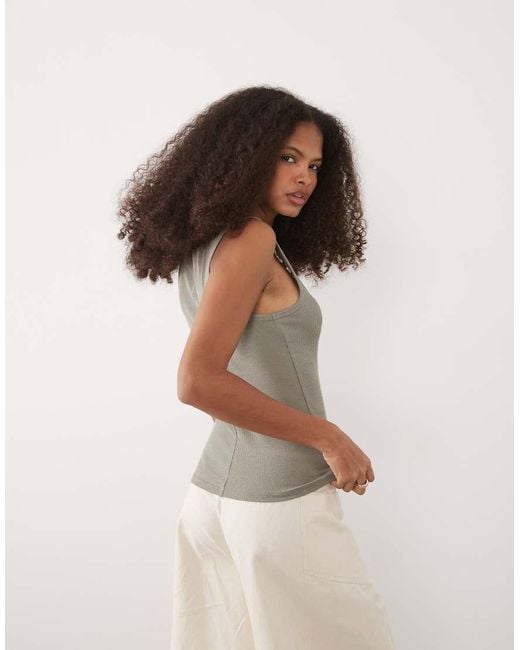 Brave Soul Brown Ribbed Scoop Neck Tank Top