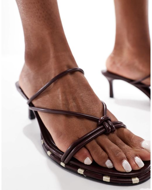 Pull&Bear White Knot Detail Heeled Strappy Sandal