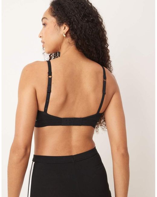 Adidas Black Triangle Wrap Bralette With Printed Logo Detail