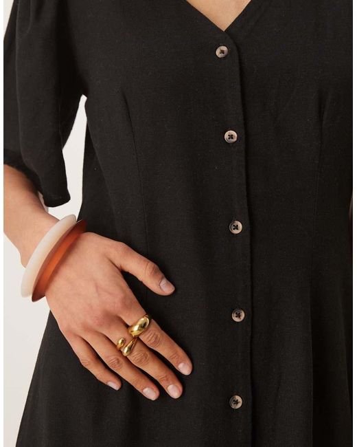 Jdy Natural Linen Mix Mini Shirt Dress