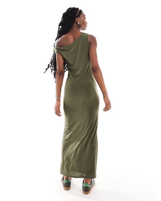 Collusion Green Drop Shoulder Maxi Dress