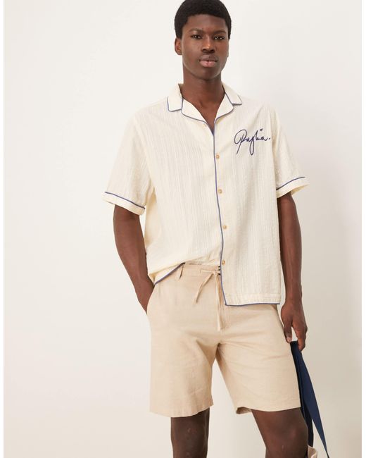 SELECTED – shorts aus leinenmix in Natural für Herren
