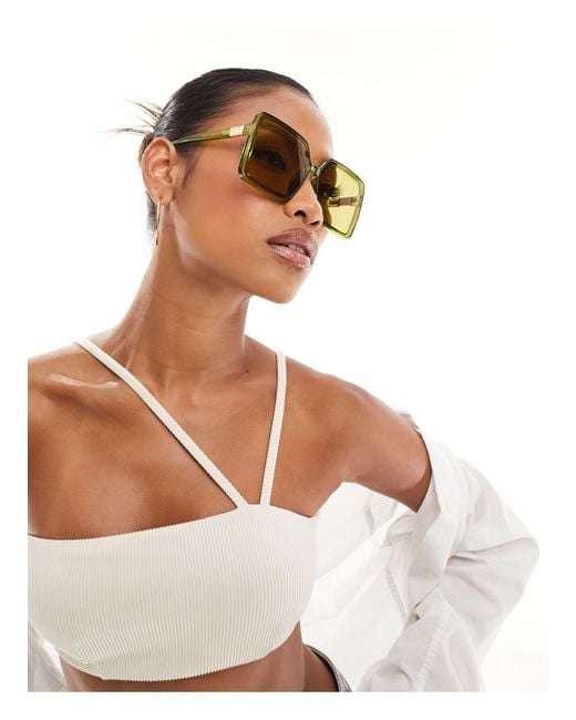 South Beach White 70s Oversized Square Sunglasses