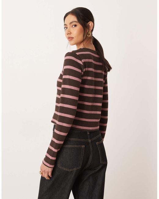ASOS Brown Button Down Stripe Cardigan