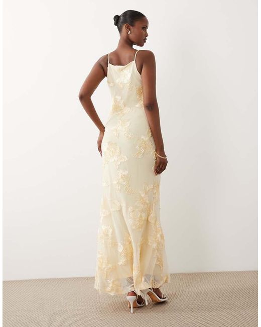 Vero Moda Natural Tonal Floral Embroidered Cami Maxi Dress