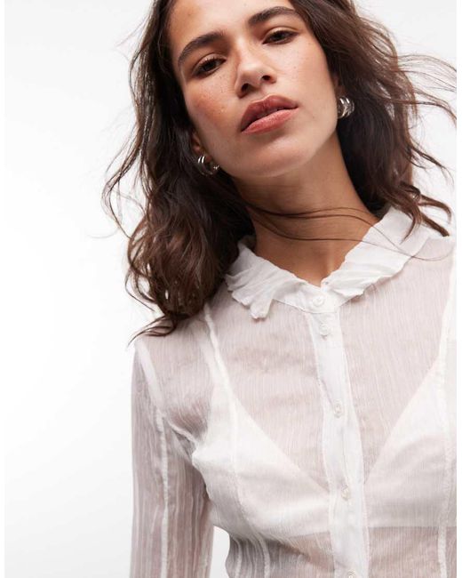 Weekday White Sheer Long Sleeve Shirt