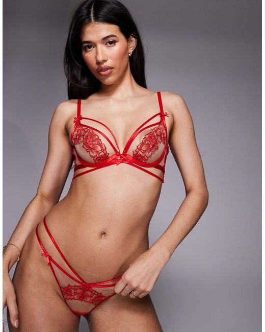 Ann Summers Red Floral Affair Non Padded Plunge Bra