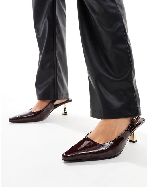 SIMMI Black Simmi London June Wide Fit Pointed Slingback Kitten Heels