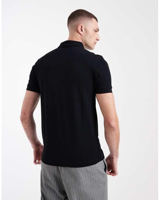 Fred Perry Black Tramline Quarter Zip Stripe Logo Polo Shirt for men