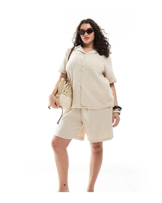 ONLY Natural Cheesecloth Pull On Shorts