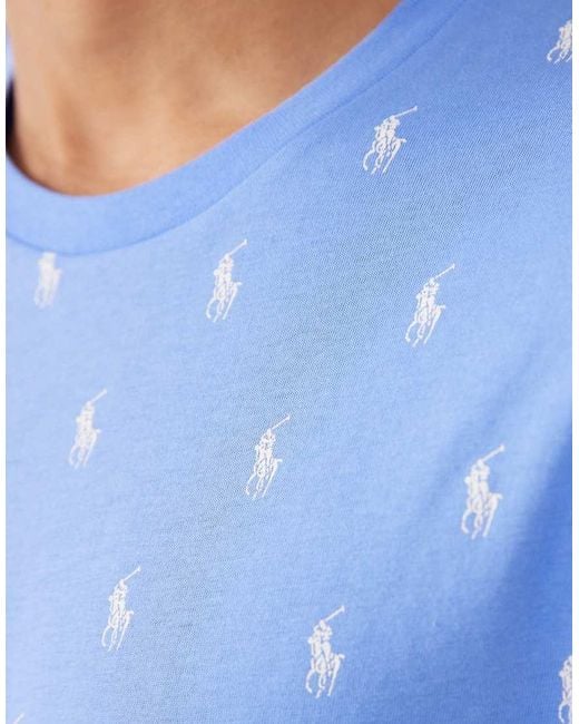 Polo Ralph Lauren Blue All Over Icon Logo Lounge T-shirt for men