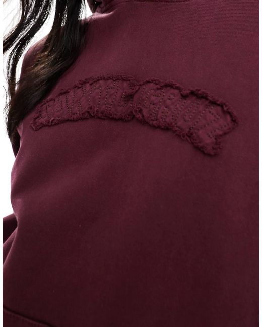Sudadera Burdeos De Corte Cuadrado Con Capucha Y Logo De Felpa Cepillada De (Parte De Un Conjunto)-Rojo Santa Cruz de color Purple