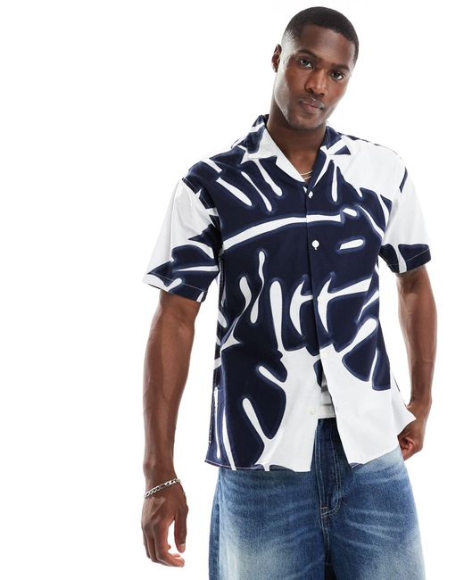 Jack & Jones Blue Premium Cotton Revere Collar Shirt for men