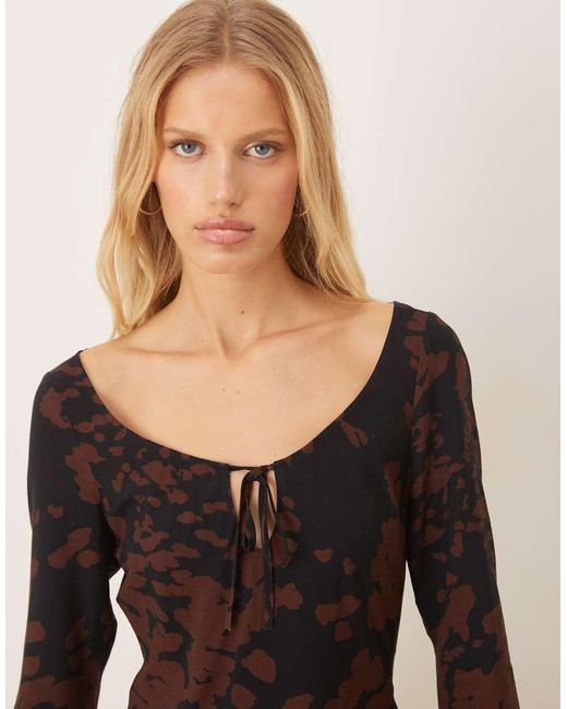 ASOS Black Long Sleeve Scoop Neck Swing Dress