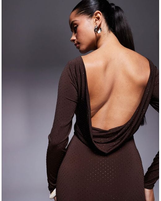 TFNC London Purple Cowl Back Embellished Maxi Dress