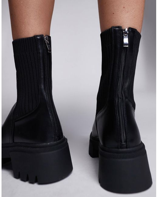 SIMMI Black Simmi London Malakai Sock Ankle Boot