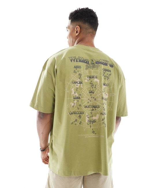 ASOS Green Oversized T-shirt With Celestial Graphic for men