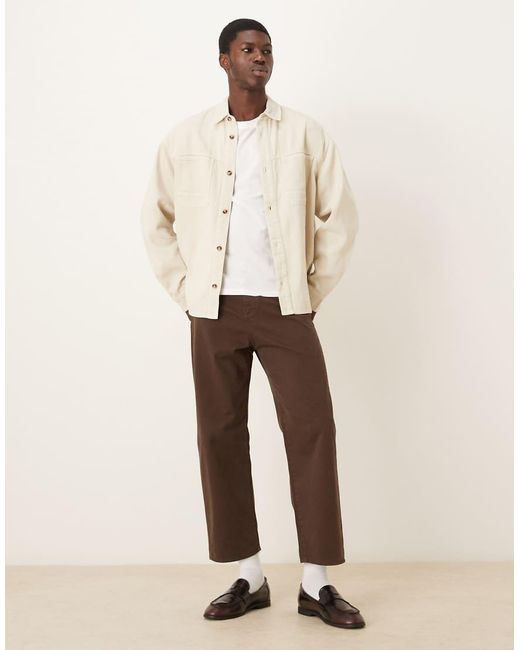 ASOS Natural Oversized Twill Overshirt for men