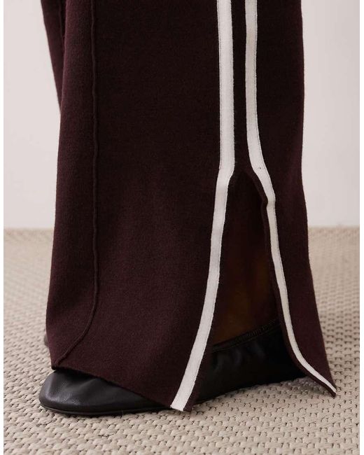 Mango Brown Side Stripe Knitted Trouser
