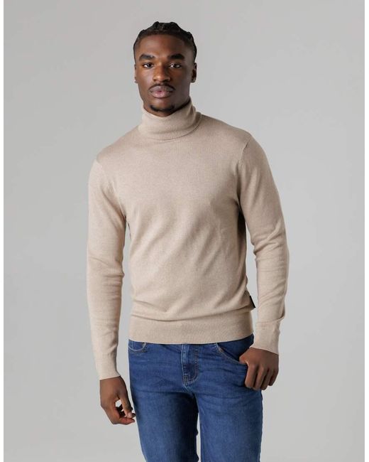 French Connection Brown High Roll Neck Knitted Jumper for men