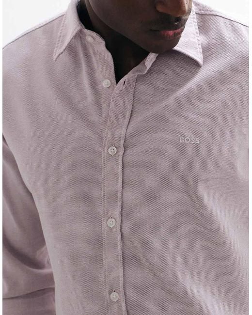 Boss Purple Regular Fit Piqué Shirt for men