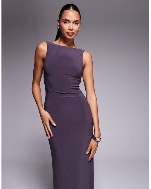 Robe longue drapée sculptante nouée dans le dos ASOS en coloris Purple