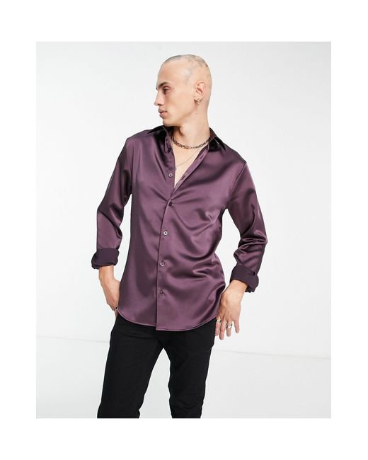 Camisa morada ceñida Twisted Tailor de hombre de color Purple