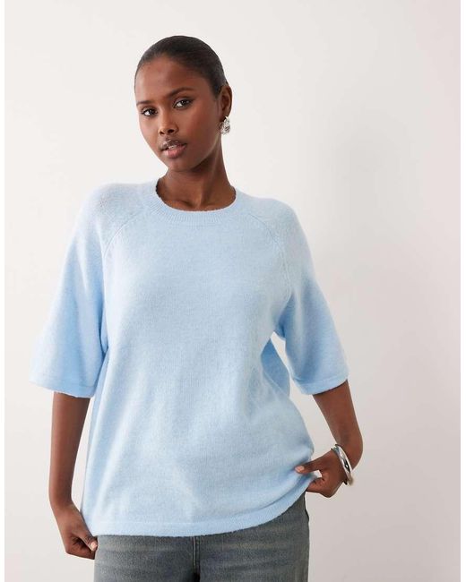 Vila White Short Sleeve Boxy Soft Knitted T-shirt