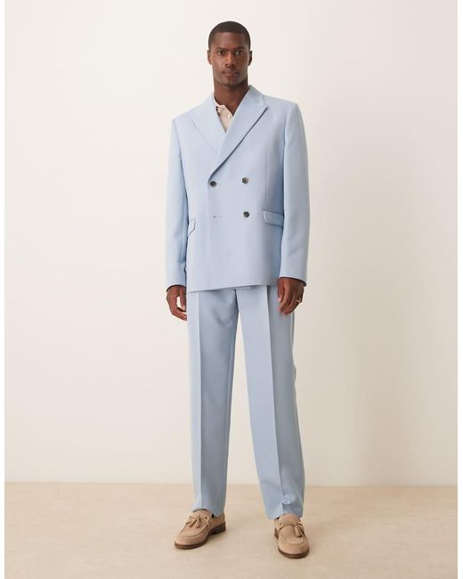 ASOS White Relaxed Double Breasted Suit Jacket for men