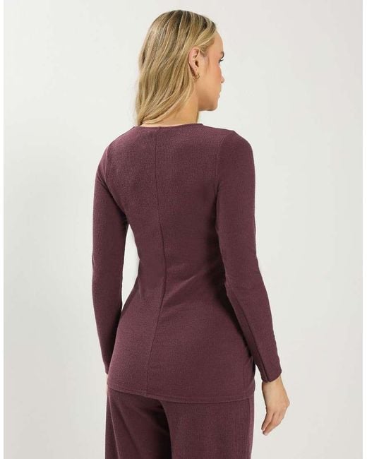 Long Tall Sally Purple Metal Trim Textured Top