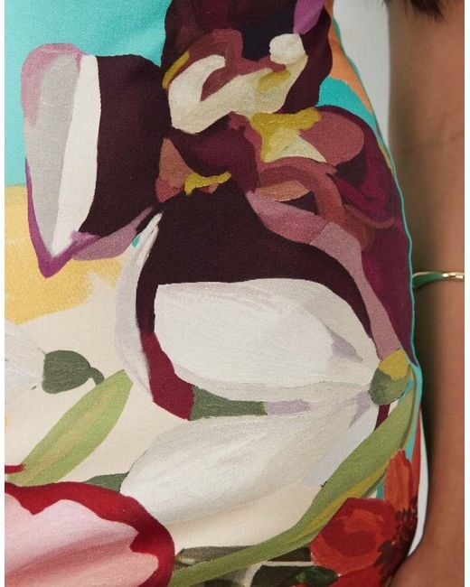 ASOS White Boat Neck Placement Print Dress