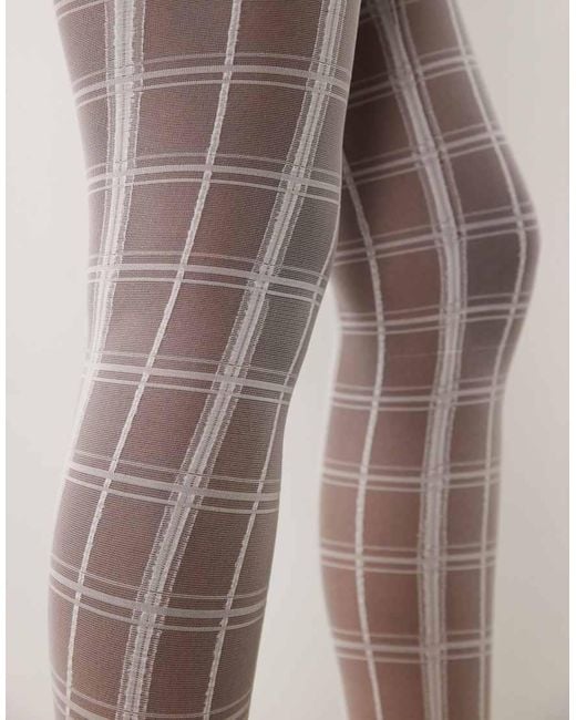 Kaiia Natural Exclusive Check Pattern Sheer Tights