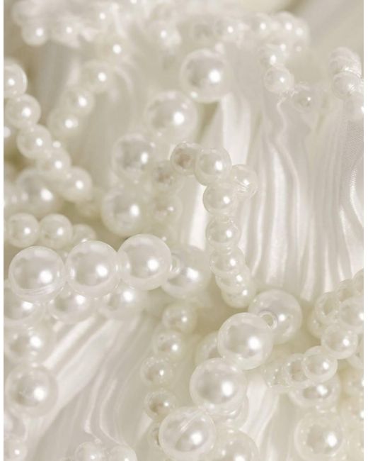 ASOS White Nearlywed Ruffle Pearl Trim Detail High Heeled Sandals