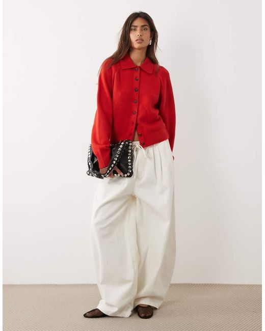 ASOS Aansluitend Gebreid Overhemd in het Red
