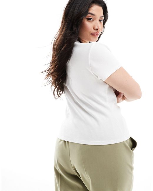 Asos design curve - t-shirt con scollo squadrato e maniche ad aletta bianca con bordi spessi di ASOS in White