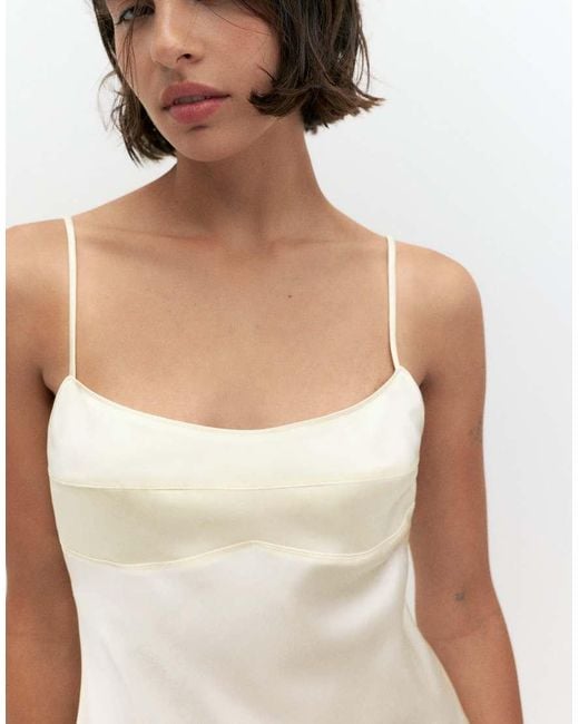 Pull&Bear Natural Satin Mini Dress With Straps