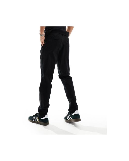 Jack & Jones Black Tapered Crop Chino With Front Pleat for men