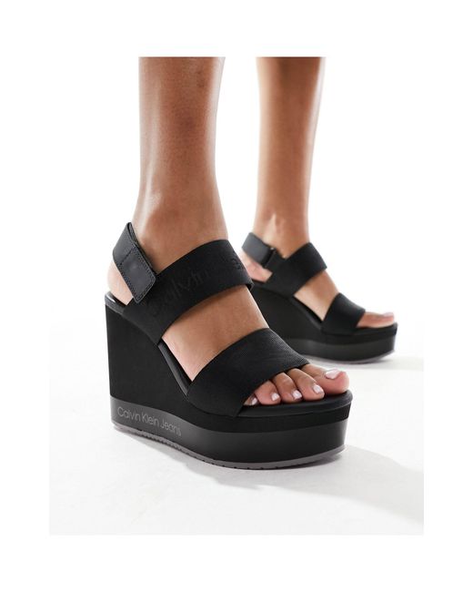 Calvin Klein Black Wedge Sandals