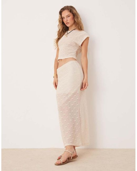ASOS Natural Co-ord Semi Sheer Low Waist Crochet Maxi Skirt