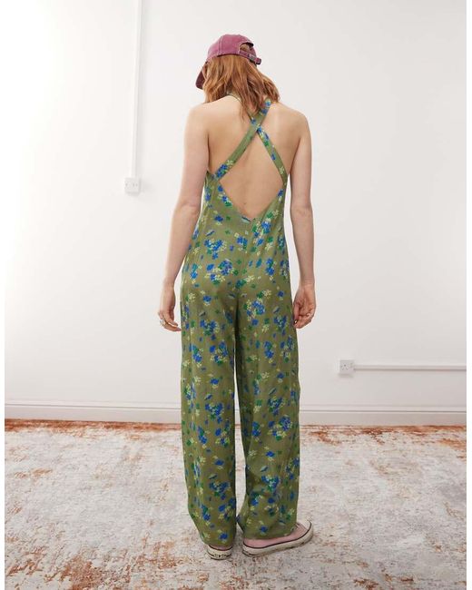 Reclaimed (vintage) Green Cami Jumpsuit With Open Back