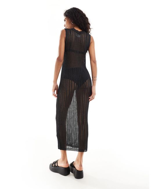 ASOS Black Knitted Column Midaxi Dress