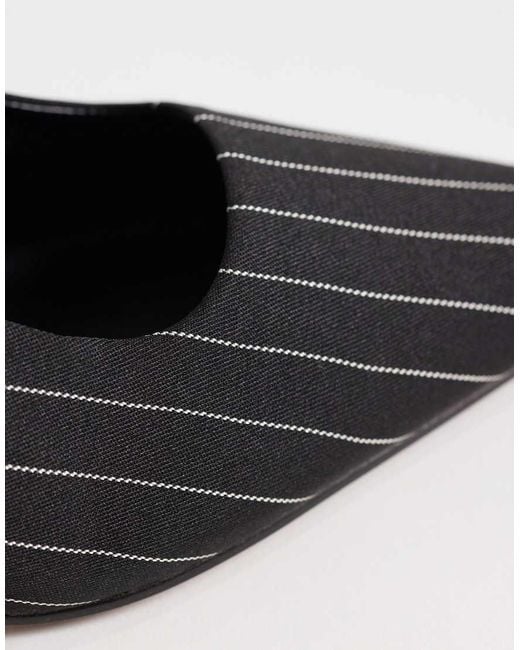 River Island Black Pinstripe Slingback Heeled Pumps