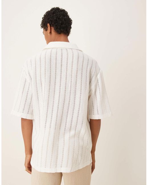 Mango – strickhemd in White für Herren