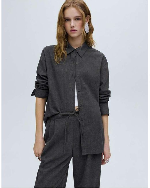 Camicia Grigia Gessata di Pull&Bear in Gray