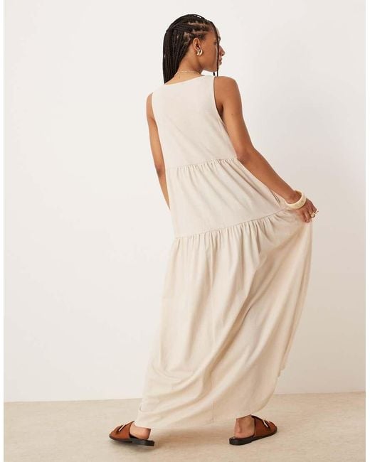 ASOS Natural Scoop Tiered Trapeze Maxi Dress