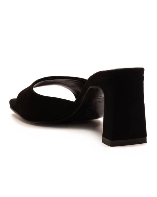 OFF THE HOOK Black 'Park' Suede Leather Block Heel Heeled Sandals