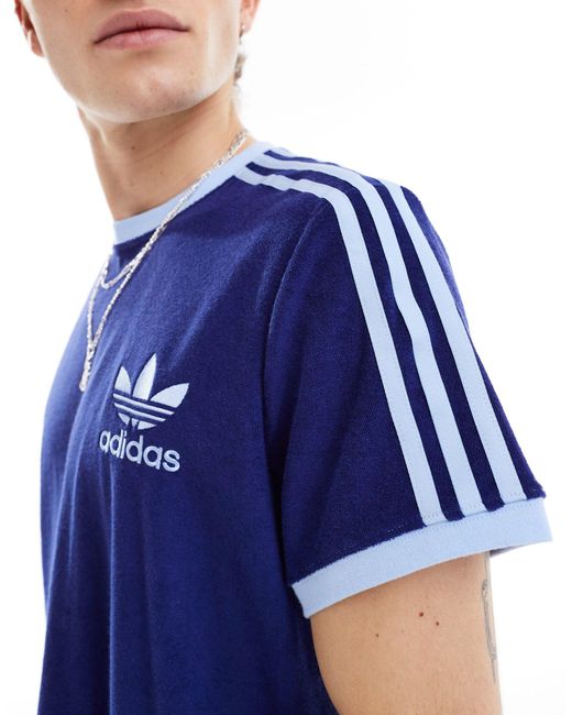 T-shirt unisexe en tissu-éponge à 3 bandes Adidas Originals en coloris Blue