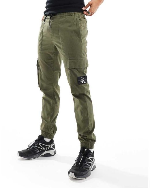Calvin Klein Green Skinny Washed Cargo Trousers for men