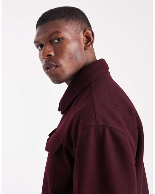 ASOS Red Wool Look Harrington Jacket for men